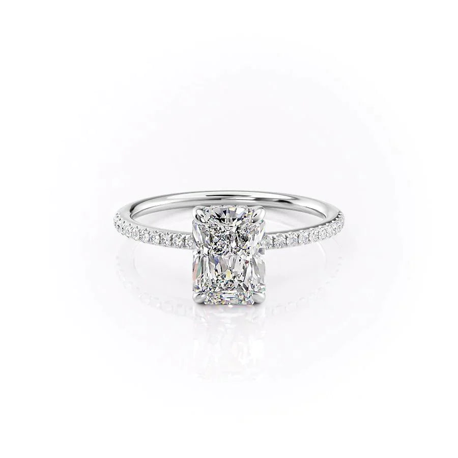 Hidden Halo High Profile Classic Pave Radiant Platinum Engagement Ring