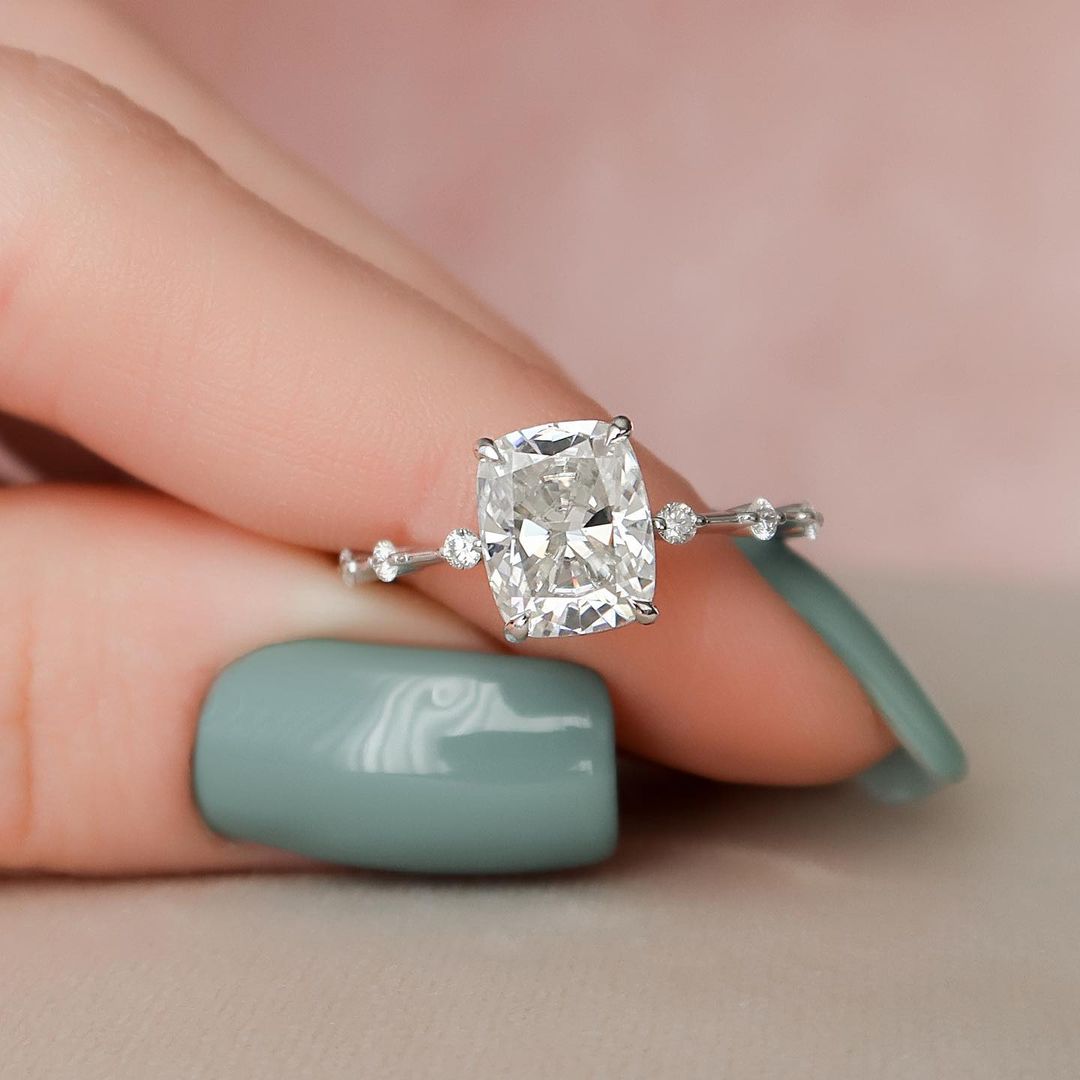 Elongated Cushion Cut Engagement Rings