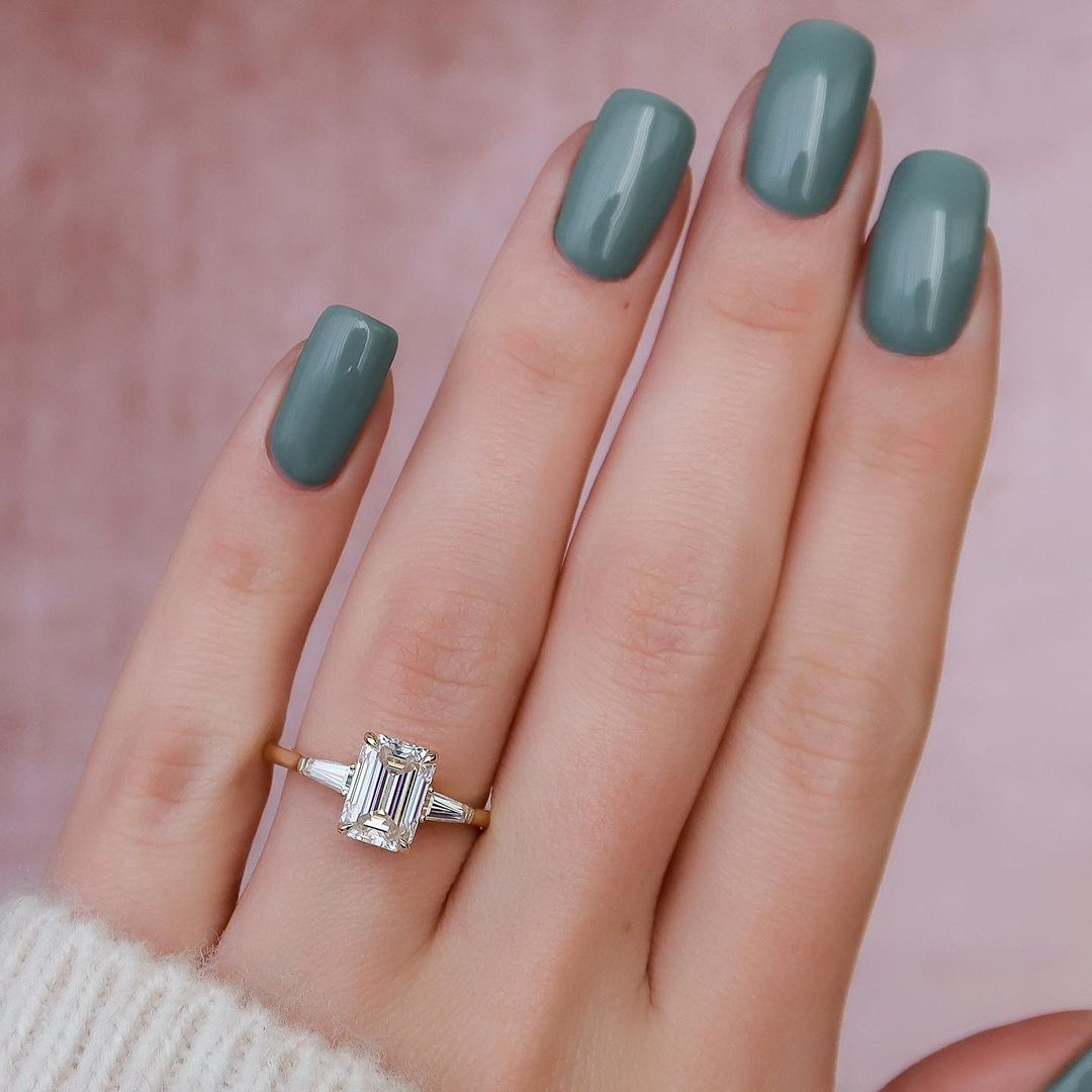 Emerald Cut Three Stone Engagement Ring