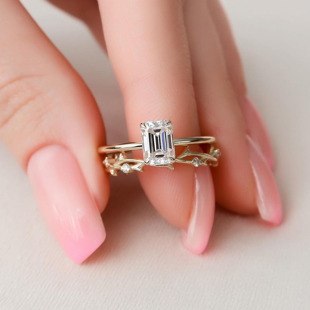 Emerald Cut Moissanite Ring