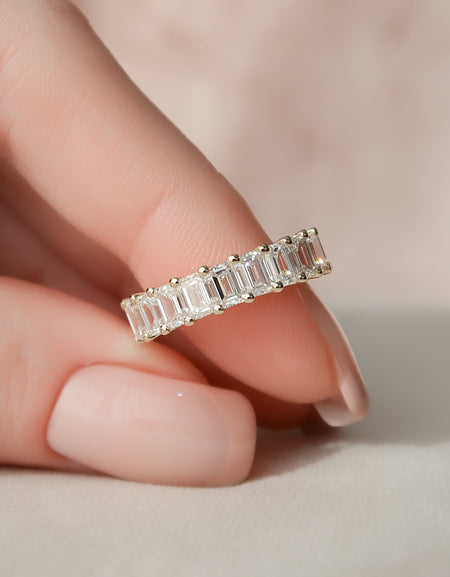 4ct U Pave Prong Emerald Eternity YG