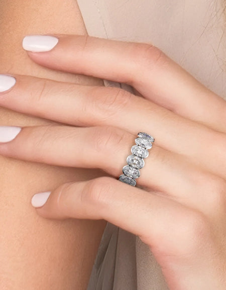 6.5ct Oval Half Bezel Eternity WG