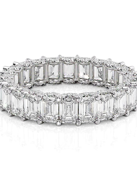 5.3ct Emerald U Pave Prong Eternity WG