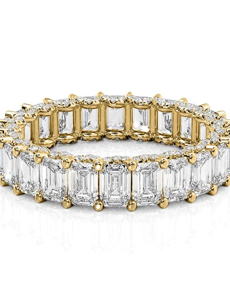 5.3ct Emerald U Pave Prong Eternity YG