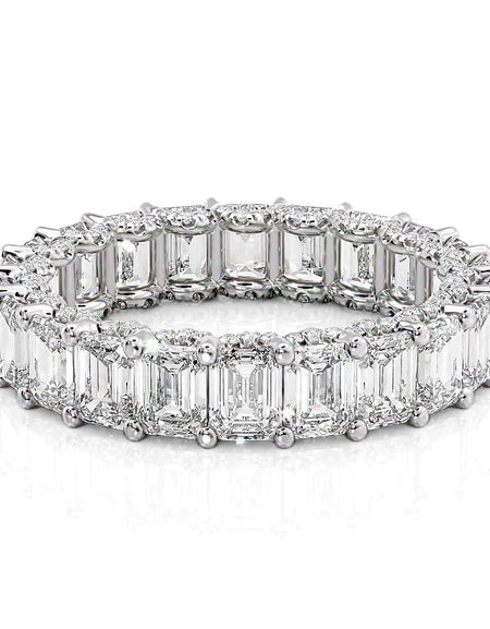 5.8ct Emerald U Pave Prong Eternity WG