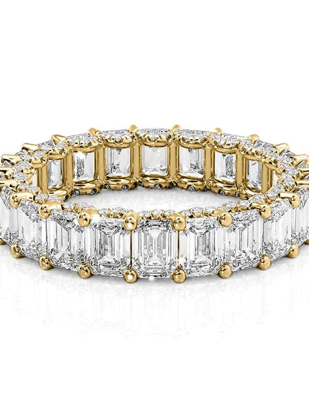 5.8ct Emerald U Pave Prong Eternity YG