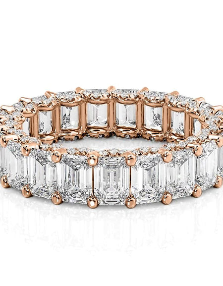 6.3ct Emerald U Pave Prong Eternity RG