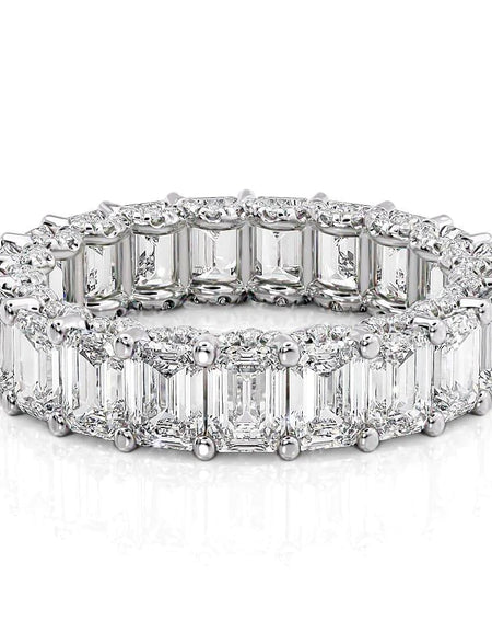 6.3ct Emerald U Pave Prong Eternity WG