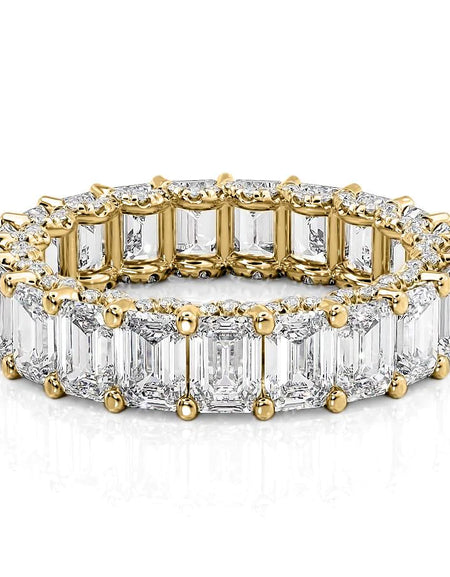 6.3ct Emerald U Pave Prong Eternity YG