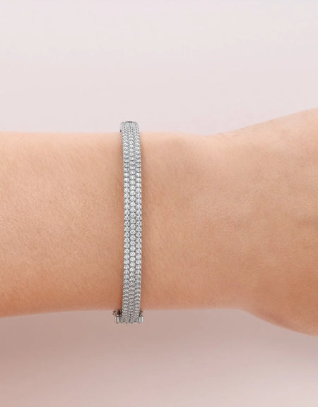 14k White Gold 1.925Tcw 3 Row Pave Angel, Round 