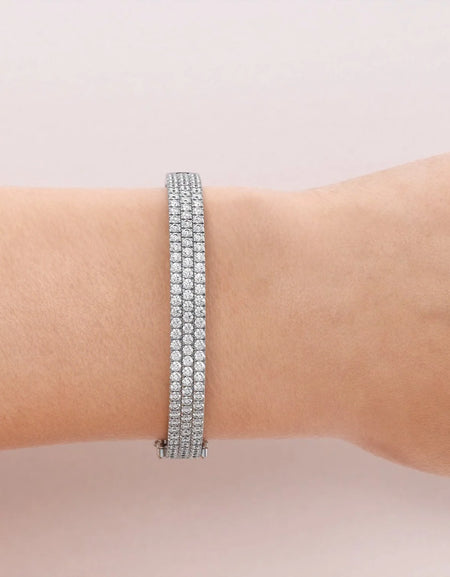 14k White Gold 4.142Tcw 3 Row Pave Angel, Round 18k White Gold 4.142Tcw 3 Row Pave Angel, Round