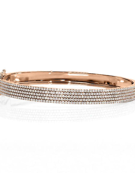 14k Rose Gold 2.232Tcw 5 Row Pave Angel, Round 18k Rose Gold 2.232Tcw 5 Row Pave Angel, Round