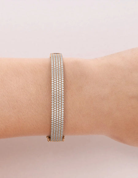 14k Rose Gold 3.35Tcw 5 Row Pave Angel, Round 18k Rose Gold 3.35Tcw 5 Row Pave Angel, Round