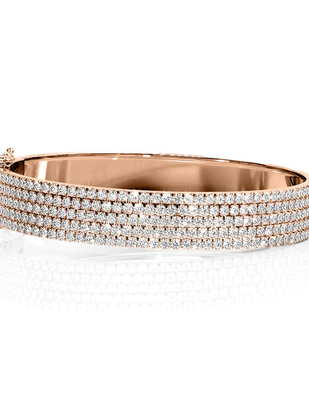 14k Rose Gold 5.325Tcw 5 Row Pave Angel, Round 18k Rose Gold 5.325Tcw 5 Row Pave Angel, Round