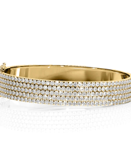 14k Yellow Gold 5.325Tcw 5 Row Pave Angel, Round 18k Yellow Gold 5.325Tcw 5 Row Pave Angel, Round