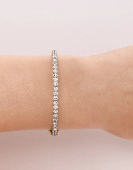 14k Rose Gold 2.7Tcw Shared Prongs Eternity Stephanie, Round 18k Rose Gold 2.7Tcw Shared Prongs Eternity Stephanie, Round