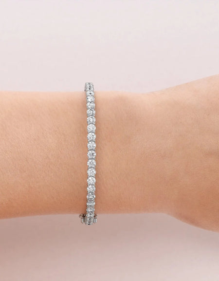 14k White Gold 3.91Tcw Shared Prongs Eternity Stephanie, Round 18k White Gold 3.91Tcw Shared Prongs Eternity Stephanie, Round