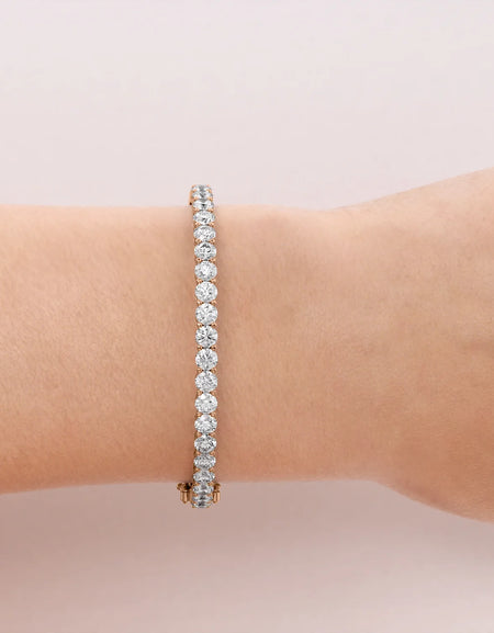 14k Rose Gold 5Tcw Shared Prongs Eternity Stephanie, Round 18k Rose Gold 5Tcw Shared Prongs Eternity Stephanie, Round