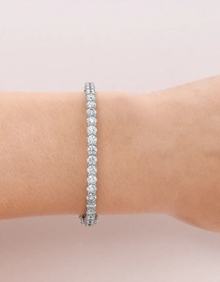 14k White Gold 5Tcw Shared Prongs Eternity Stephanie, Round 18k White Gold 5Tcw Shared Prongs Eternity Stephanie, Round