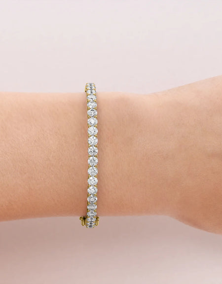 14k Yellow Gold 5Tcw Shared Prongs Eternity Stephanie, Round 18k Yellow Gold 5Tcw Shared Prongs Eternity Stephanie, Round