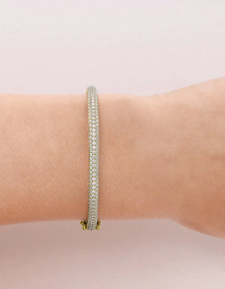 14k Yellow Gold 2.52Tcw 3 Row Bombe Naomi, Round 18k Yellow Gold 2.52Tcw 3 Row Bombe Naomi, Round