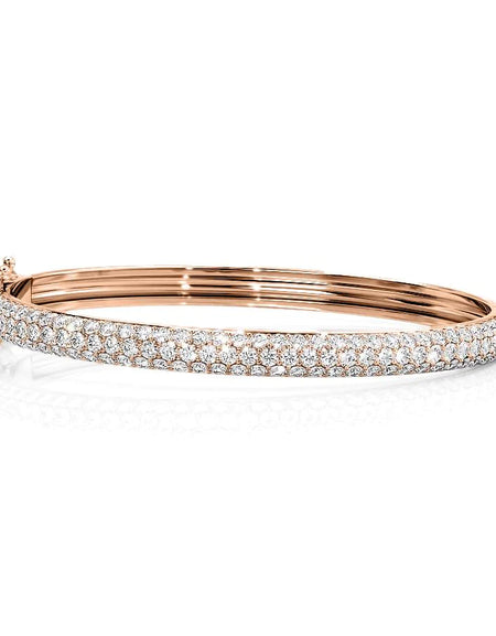 14k Rose Gold 3.955Tcw 3 Row Bombe Naomi, Round 18k Rose Gold 3.955Tcw 3 Row Bombe Naomi, Round