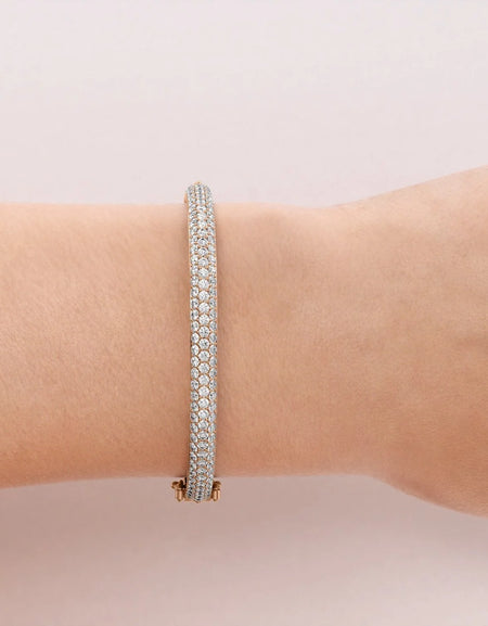 14k Rose Gold 3.955Tcw 3 Row Bombe Naomi, Round 18k Rose Gold 3.955Tcw 3 Row Bombe Naomi, Round