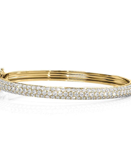 14k Yellow Gold 3.955Tcw 3 Row Bombe Naomi, Round 18k Yellow Gold 3.955Tcw 3 Row Bombe Naomi, Round