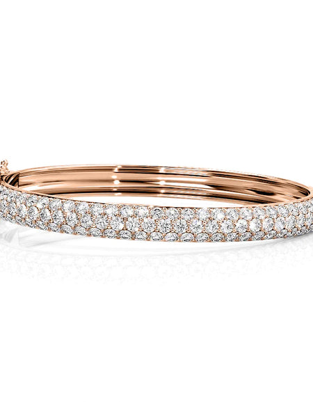 14k Rose Gold 5.98Tcw 3 Row Bombe Naomi, Round 18k Rose Gold 5.98Tcw 3 Row Bombe Naomi, Round