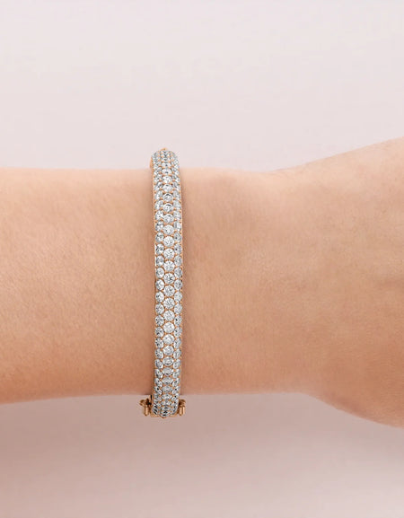 14k Rose Gold 5.98Tcw 3 Row Bombe Naomi, Round 18k Rose Gold 5.98Tcw 3 Row Bombe Naomi, Round