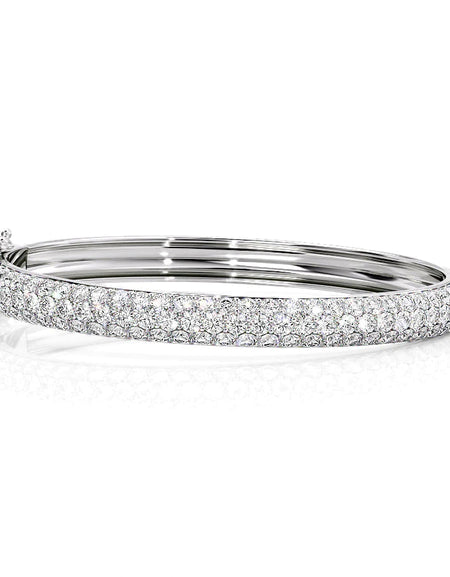 14k White Gold 5.98Tcw 3 Row Bombe Naomi, Round 18k White Gold 5.98Tcw 3 Row Bombe Naomi, Round