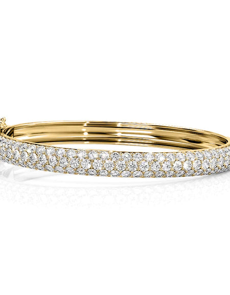 14k Yellow Gold 5.98Tcw 3 Row Bombe Naomi, Round 18k Yellow Gold 5.98Tcw 3 Row Bombe Naomi, Round