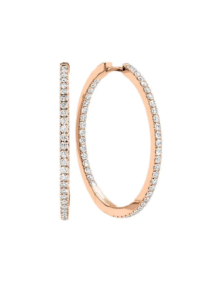 14k Rose Gold 30.0mm Inside Out Pave , 0.9Tcw  18k Rose Gold 30.0mm Inside Out Pave , 0.9Tcw 