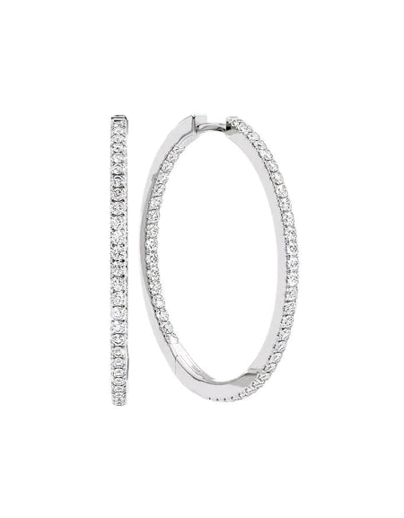 14k White Gold 30.0mm Inside Out Pave , 0.9Tcw  18k White Gold 30.0mm Inside Out Pave , 0.9Tcw 