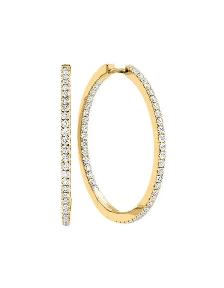 14k Yellow Gold 30.0mm Inside Out Pave , 0.9Tcw  18k Yellow Gold 30.0mm Inside Out Pave , 0.9Tcw 