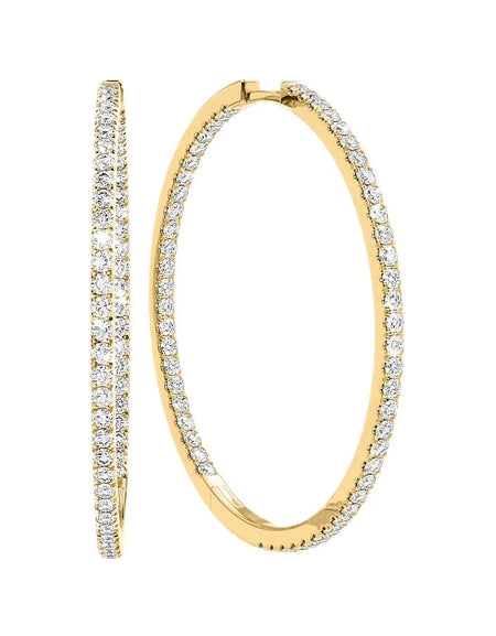 14k Yellow Gold 40.0mm Inside Out Pave , 3.384Tcw  18k Yellow Gold 40.0mm Inside Out Pave , 3.384Tcw 