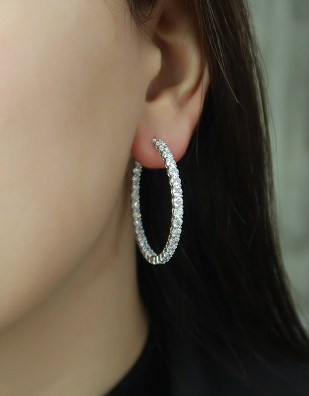 40mm Eternity Pave Hoops WG Model