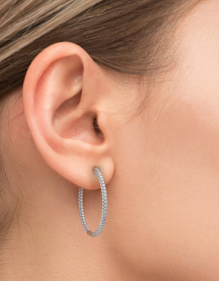 14k White Gold 30.0mm 3D Pave , 2.882Tcw  18k White Gold 30.0mm 3D Pave , 2.882Tcw 