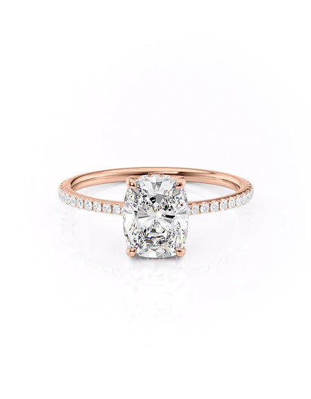 Elongated Cushion Rose Gold 14K The Pave Maia, Elongated Cushion Rose Gold 18K The Pave Maia