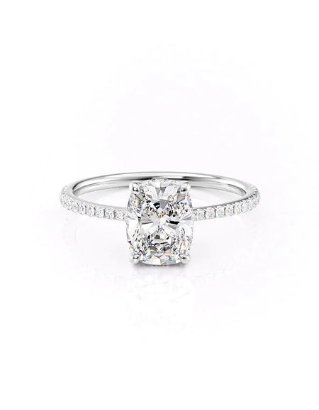 Elongated Cushion White Gold 14K The Pave Maia, Elongated Cushion White Gold 18K The Pave Maia