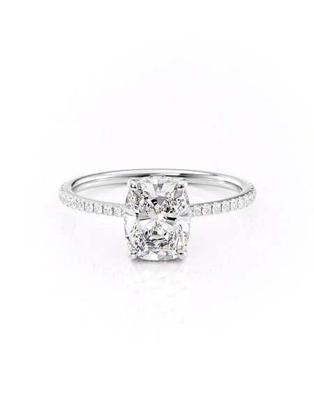Elongated Cushion White Gold 14K The Pave Maia, Elongated Cushion White Gold 18K The Pave Maia
