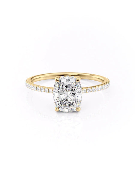 Elongated Cushion Yellow Gold 14K The Pave Maia, Elongated Cushion Yellow Gold 18K The Pave Maia