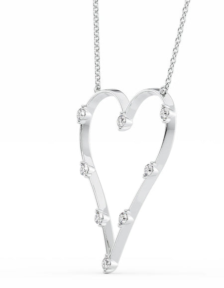 14k White Gold Distance Heart Pendant