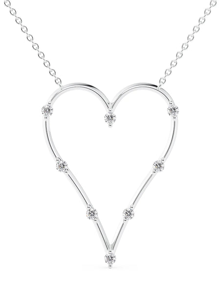 14k White Gold Distance Heart Pendant