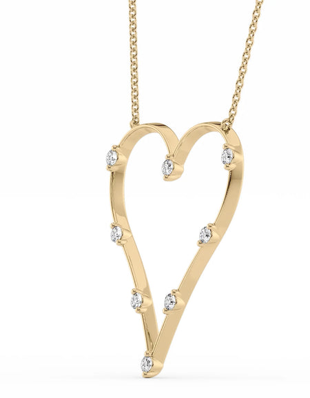 14k Yellow Gold Distance Heart Pendant