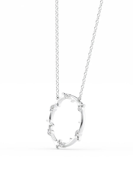 14k White Gold Round Twig Pendant