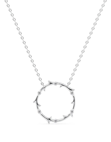 14k White Gold Round Twig Pendant