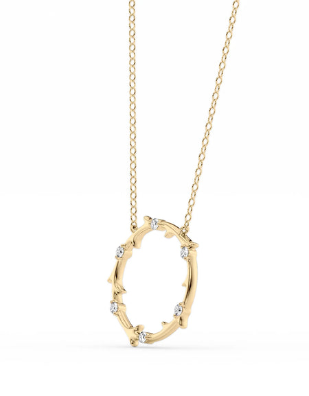 14k Yellow Gold Round Twig Pendant