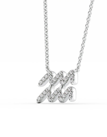 14k White Gold Aquarius Diamond Zodiac Pendant