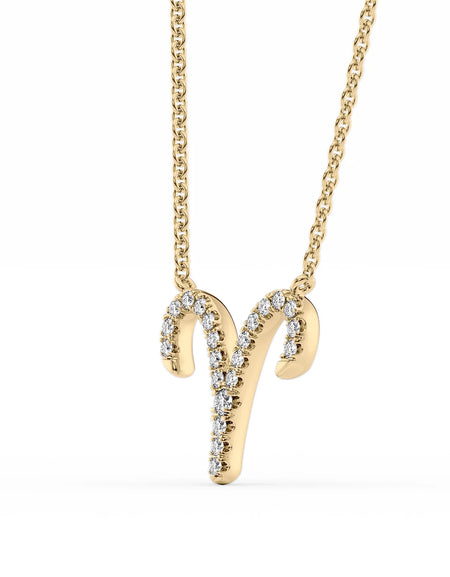 14k Yellow Gold Aries Diamond Zodiac Pendant